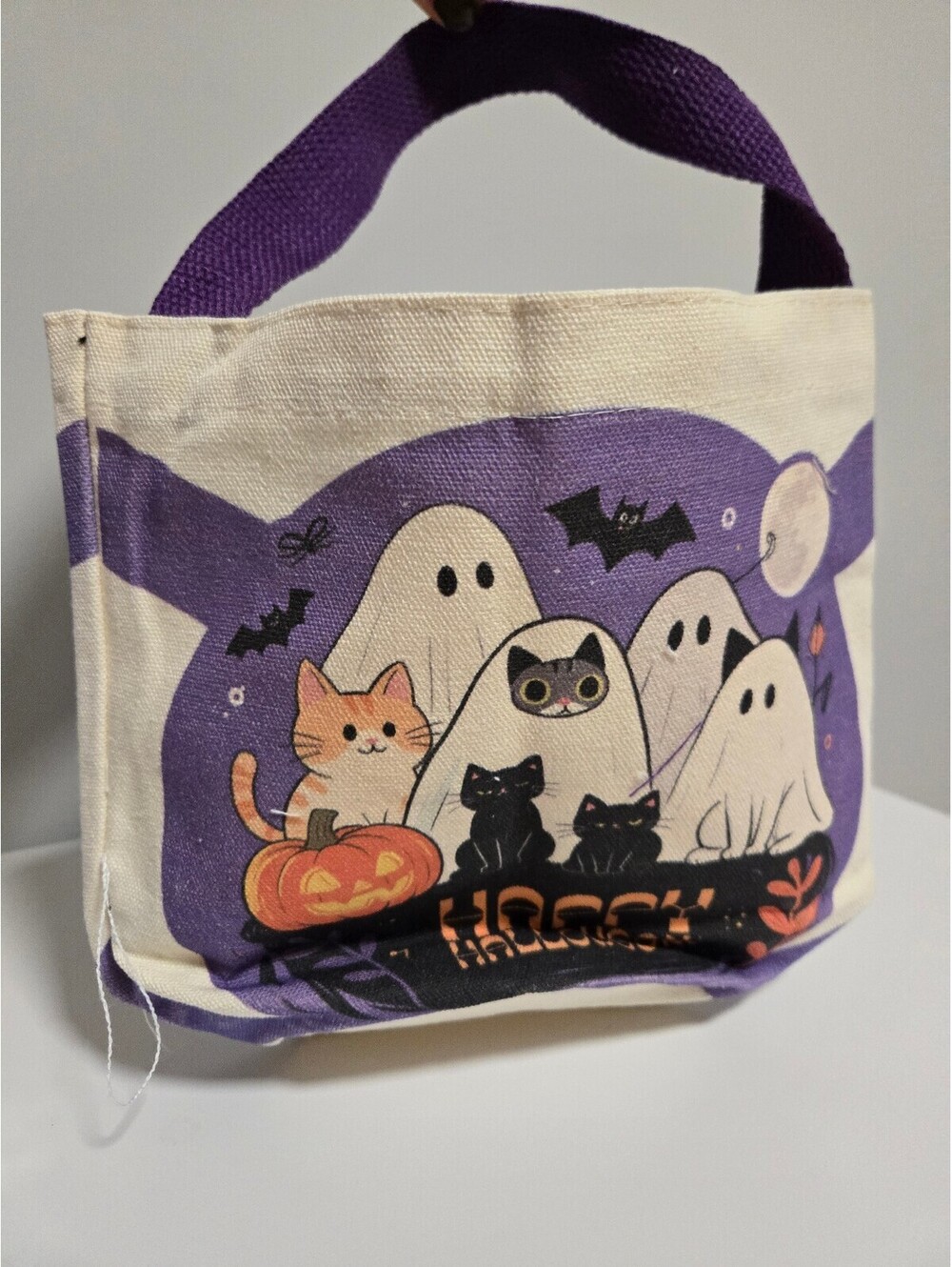 Halloween ghost canvas tote bag